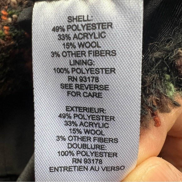 Tahari Women's Sz 8 Twill Knit Frayed Edge Zip Up Blazer Jacket Multicolor Moto - Picture 15 of 16